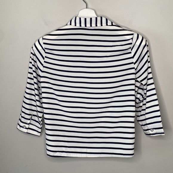 ✨3 for $35✨ Forever 21 Navy and White Striped Blouse with Tie - Picture 9 of 14